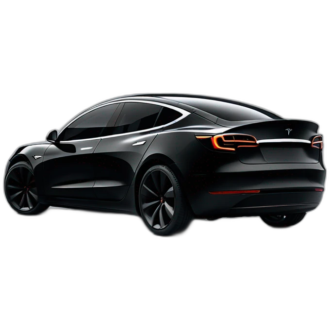 racy all black with chrome rims Tesla Model 3 no person emoji