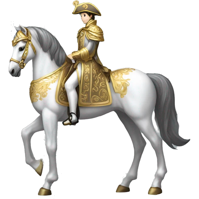 Gilded saddle vintage gray white piebald horse gilded robes emoji