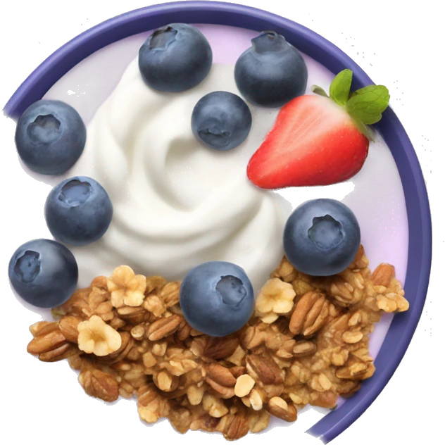 Blueberry greek yogurt with granola and fruits  emoji