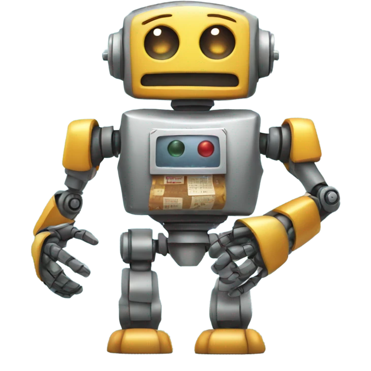 robot holding a movie slammer emoji