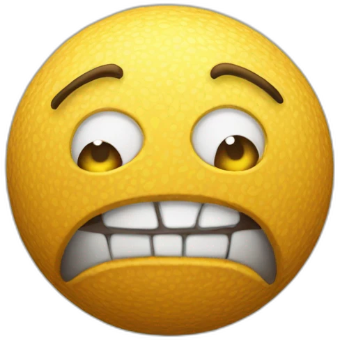 3d sphere with a cartoon spiteful skin texture with big calm eyes emoji