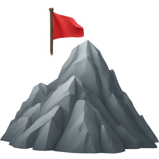 mountain peak with a small read flag  emoji