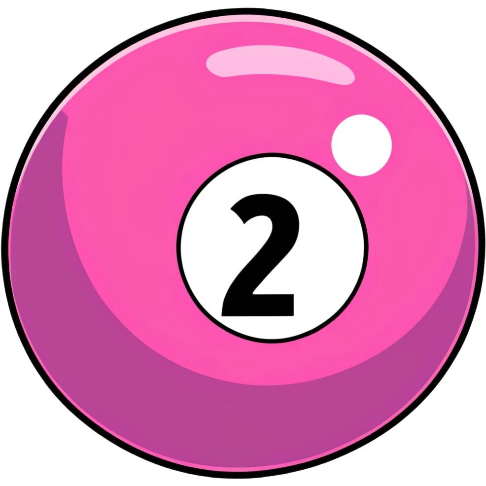 pink billiard ball with the number 23 inside a white circle emoji