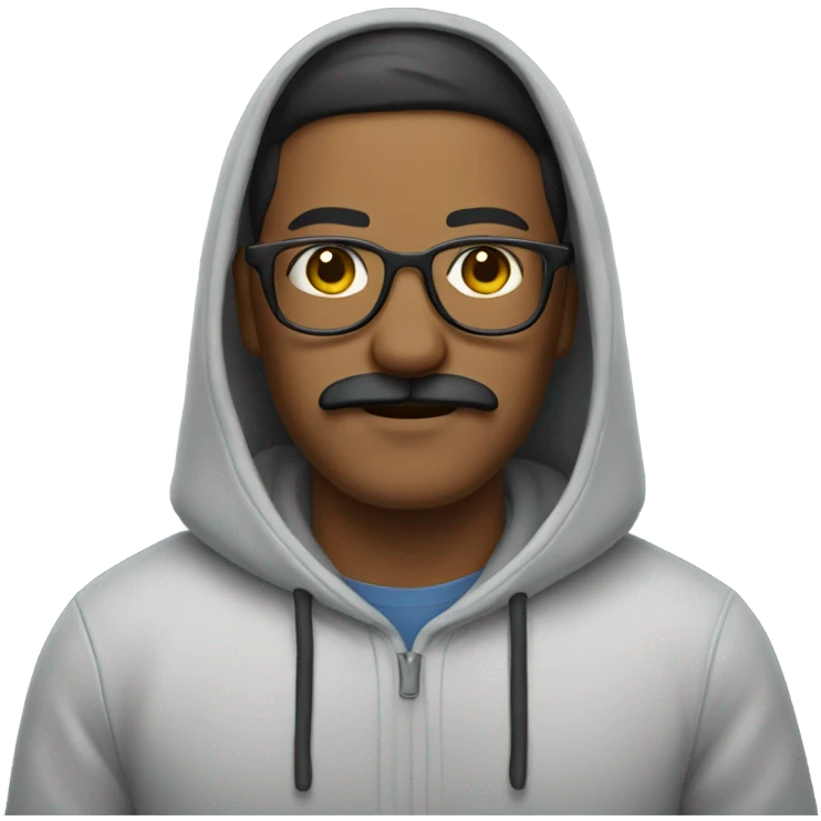 mustache man with glasses and hoodie emoji
