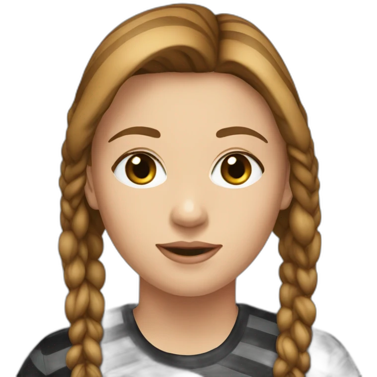 light brown hair woman black stripy long-sleeve emoji