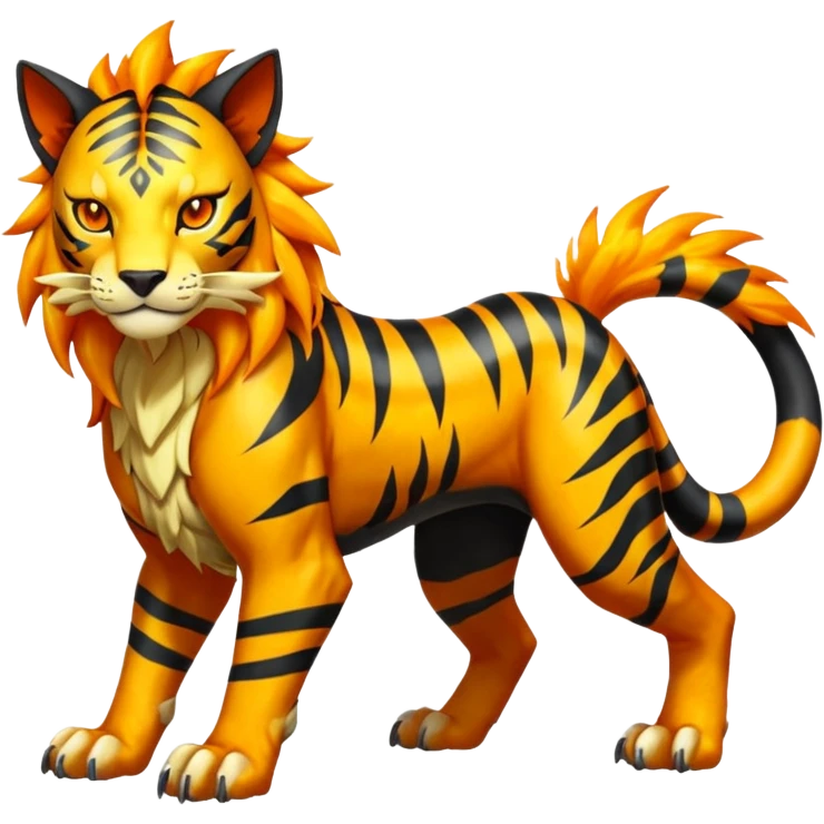 Shiny Glowing Legendary Epic Pyroar-Torracat-Luxray-Tigress-Tiger-Liger-Hybrid-Fakemon-hybrid-Creature (full body) emoji