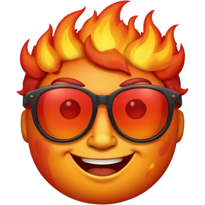 fire face wearing sunglasses with a smirk emoji
