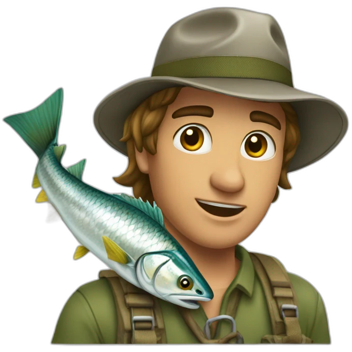 Jeune pêcheur avec tarpon emoji