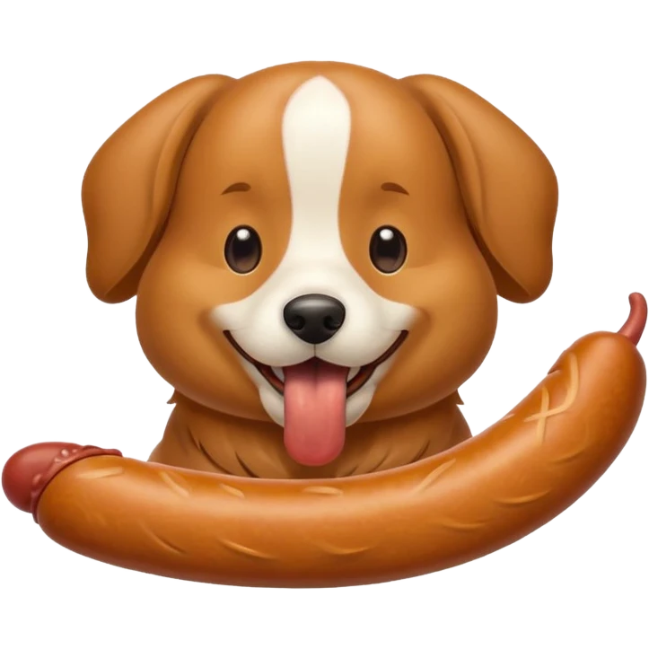 dog eating sausage emoji