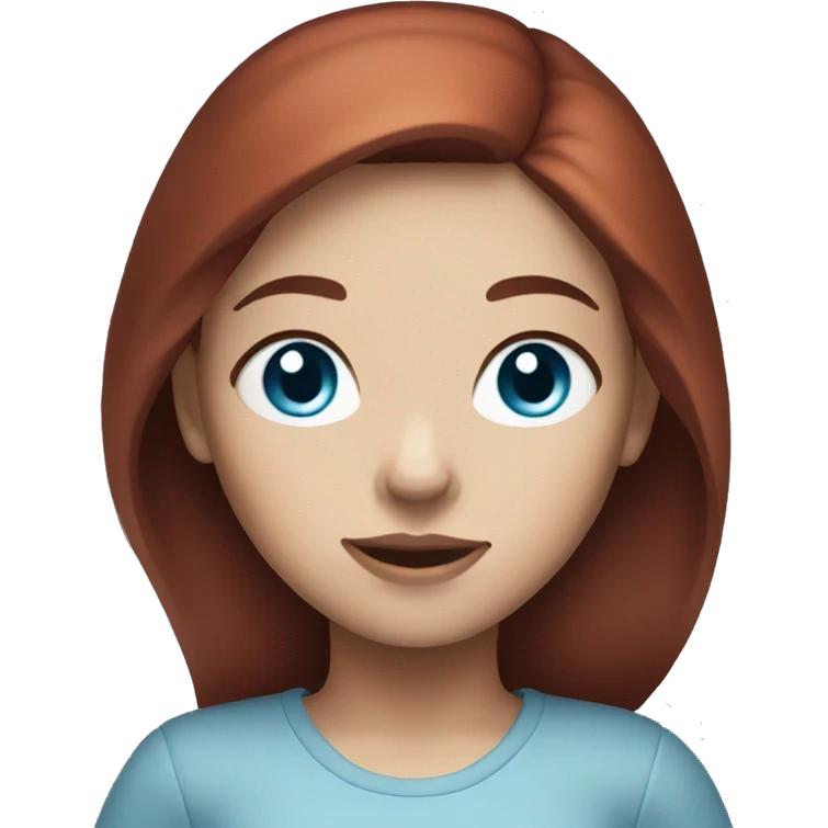 girl with dark-red hair and light blue eyes and light skin  emoji