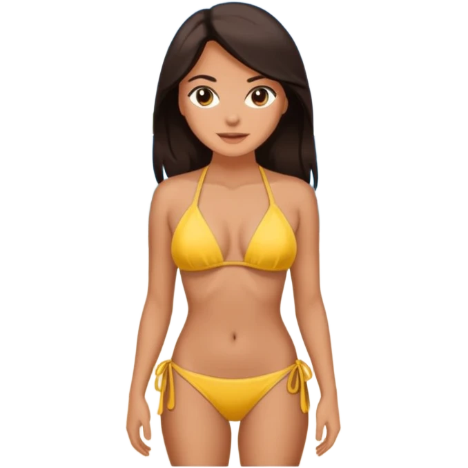Beautiful white woman with dark hair in bikini emoji