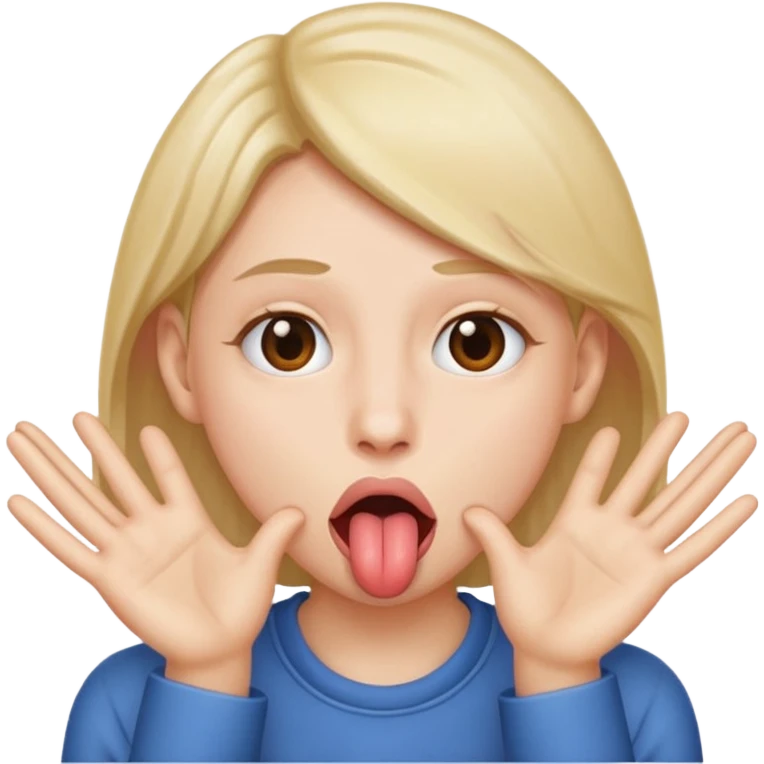 Tongue sticking out with hands facing outward side to side in front of facei emoji