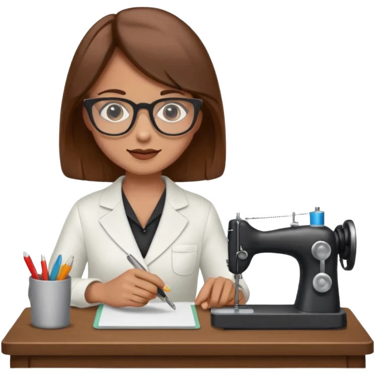 tailor woman with brown hair and glasses emoji