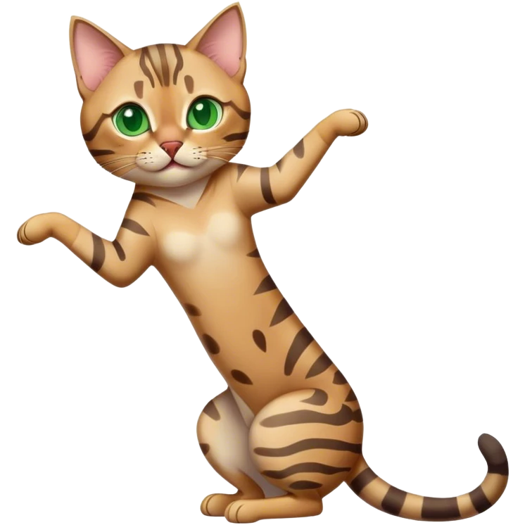 Light Grey bengal cat with green eyes stretching emoji