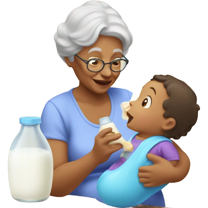 Grandma feeding natural milk emoji