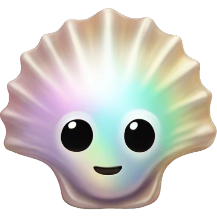 Iridescent pearl in seashell with no eyes emoji