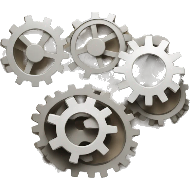 3 cogs one big one and two small ones emoji
