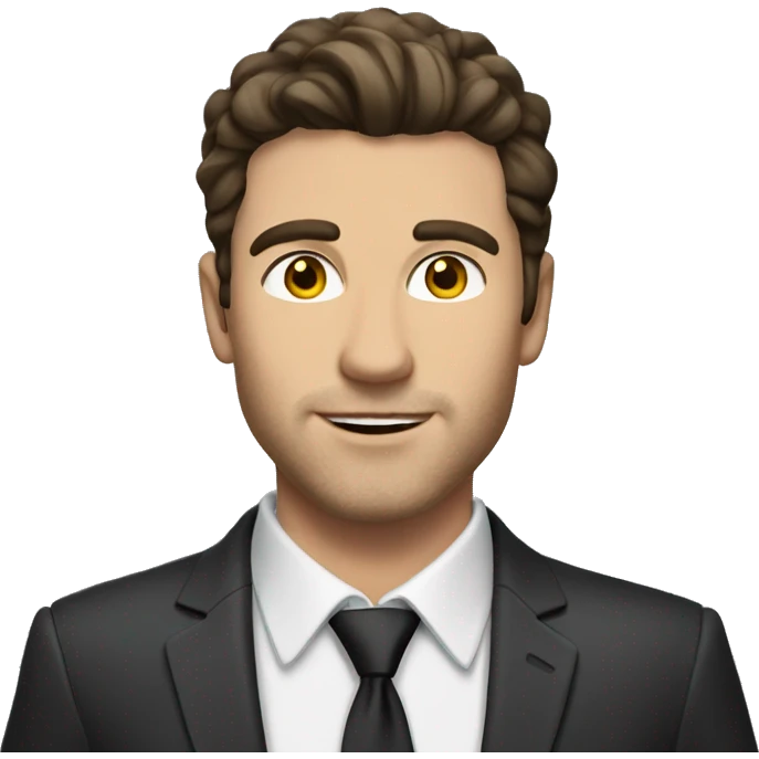 Hot Caucasian brunette guy in suite emoji
