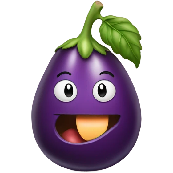 A eggplant eating a peach  emoji