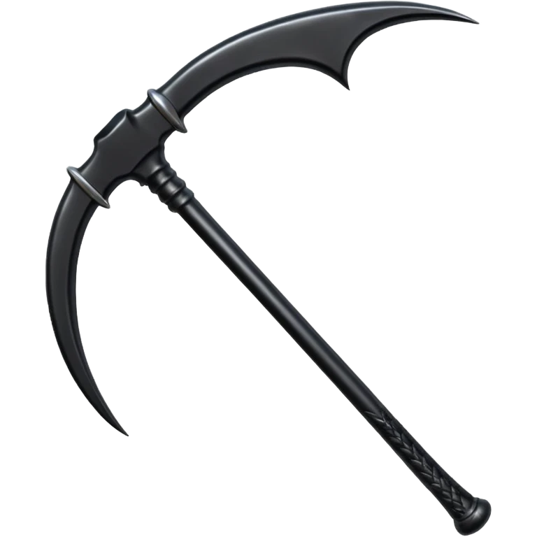 The scythe of the God of Death, a symbol of death, is long and straight, entirely in deep black. emoji