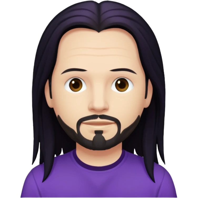 Jonathan Davis with long black hair, purple shirt emoji