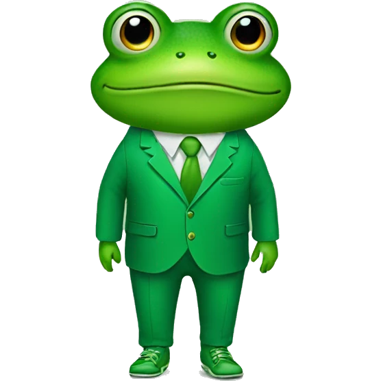 frog in a green suit and green shoes emoji