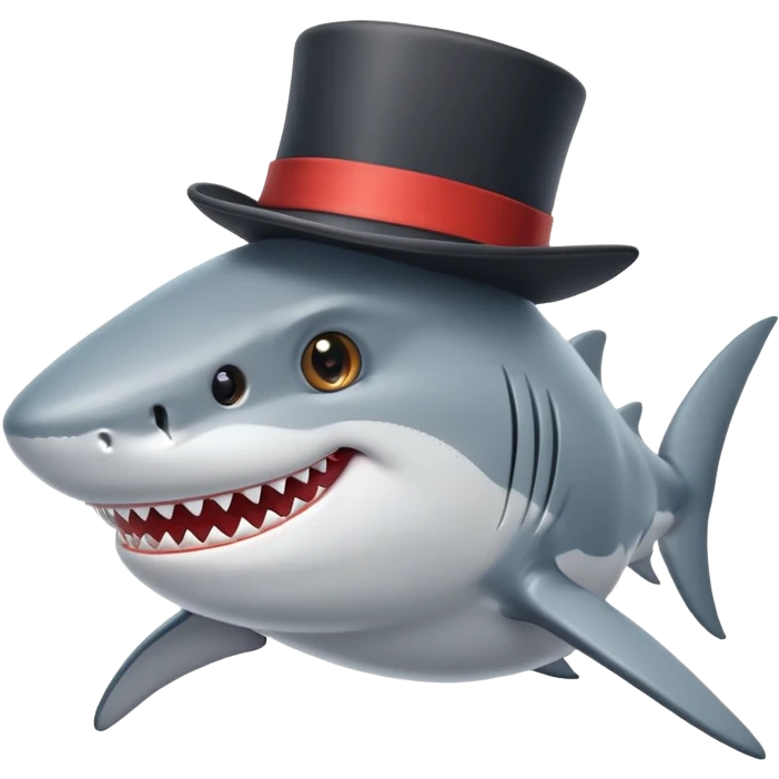 shark wearing a top hat emoji