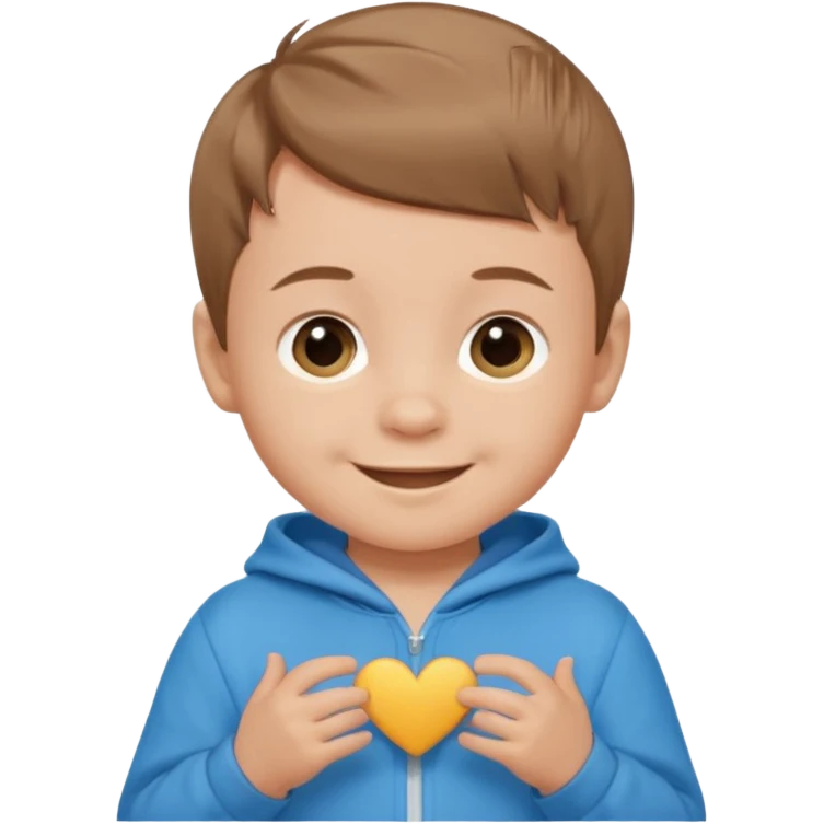 baby boy emoji, short light brown hair, wearing a onesie, smiling emoji