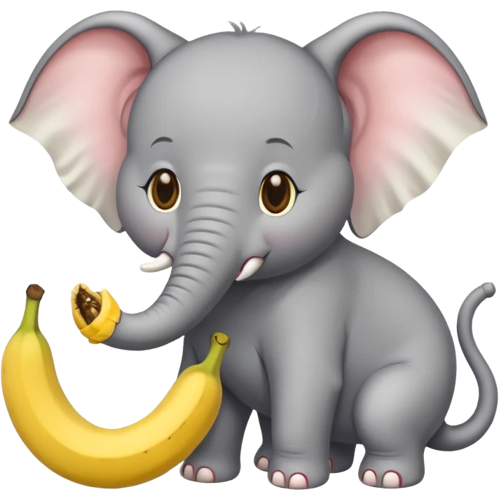 Cat eating elephant and banana in head of elephant  emoji