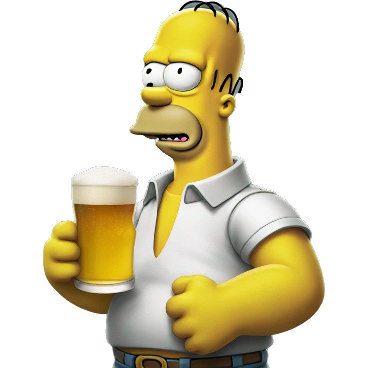 Homer Simpson drinking a beer donuts emoji