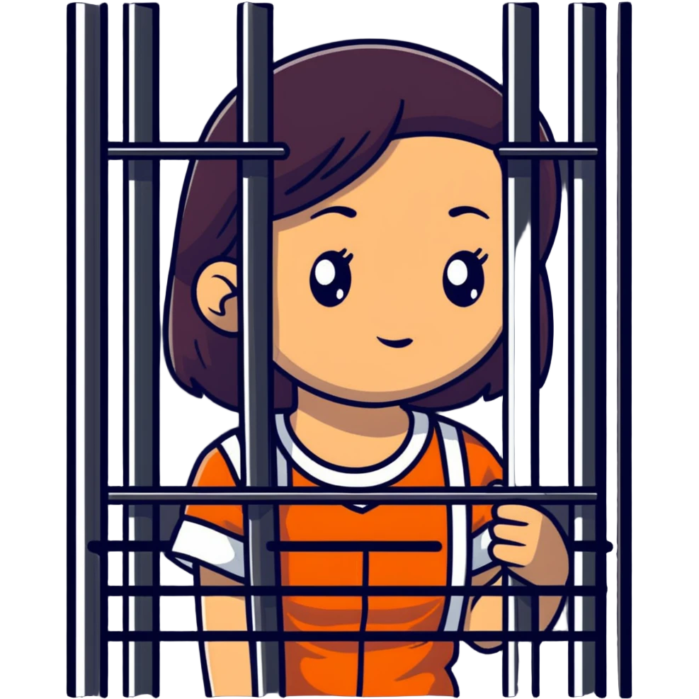 sad girl behind prison bars emoji