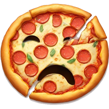 Sad face eating pizza emoji