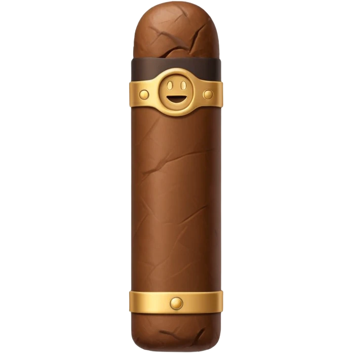 Emoji-style cigar icon, dark brown wrapper, subtle smoke, minimalistic, clean silhouette, metal details, no gold details emoji