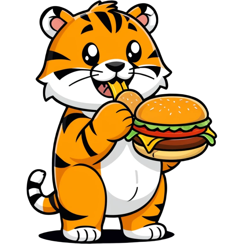 Tiger eat hambuger emoji