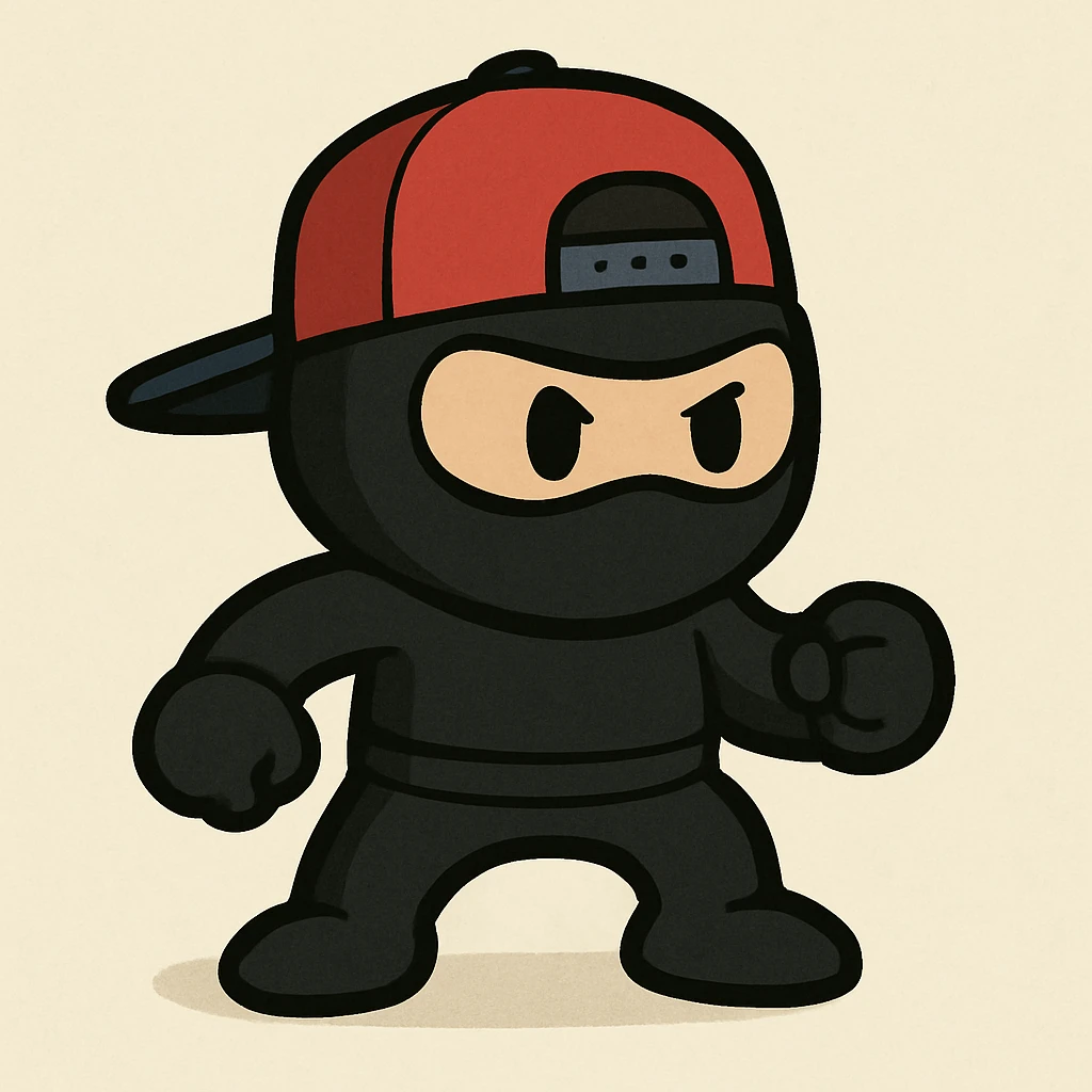 ninka character wearing a snapback hat, simple background emoji
