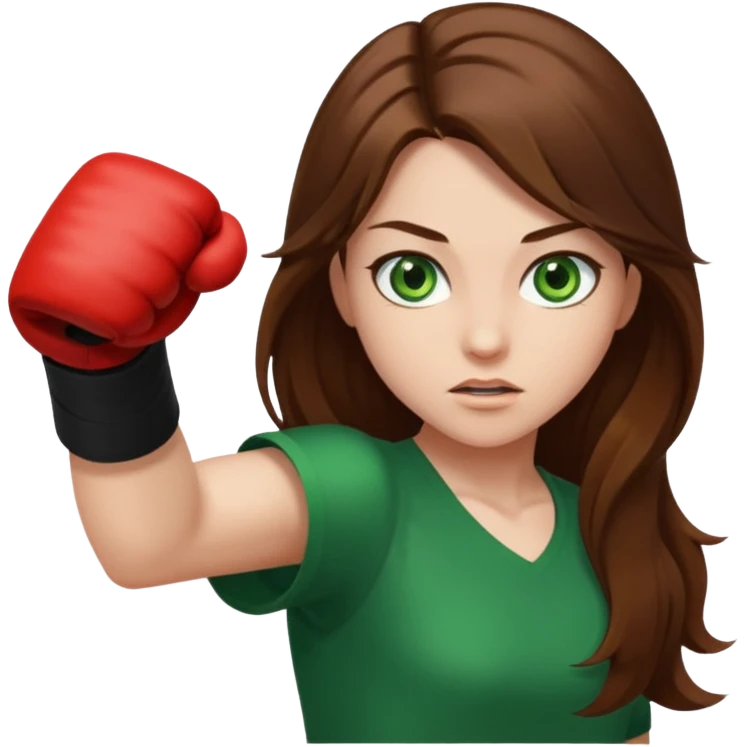 Girl emoji with green eyes and long brown hair throwing a punch  emoji