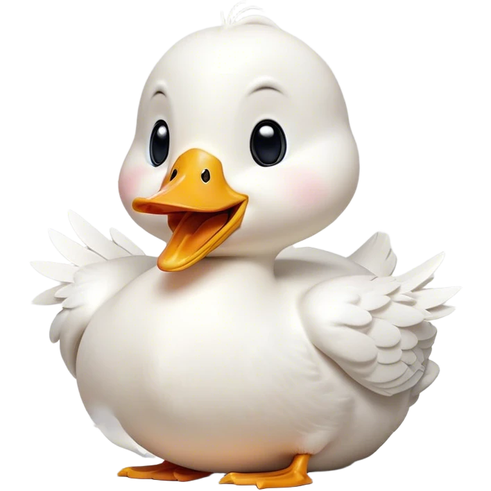 Cinematic Cute Yawning White Duck Portrait Emoji, Head tilted slightly with a dramatic, wide-open yawn, showcasing a soft, downy white plumage with gently drooping wings, round eyes barely open in drowsy contentment, Simplified yet irresistibly adorable features, highly detailed, glowing with a soft, cozy glow, high shine, relaxed yet expressive, stylized with a touch of whimsy, bright and endearing, soft glowing outline, capturing the essence of a sleepy yet affectionate duck, so drowsy it feels like it could float out of the screen and curl up for a nap! emoji