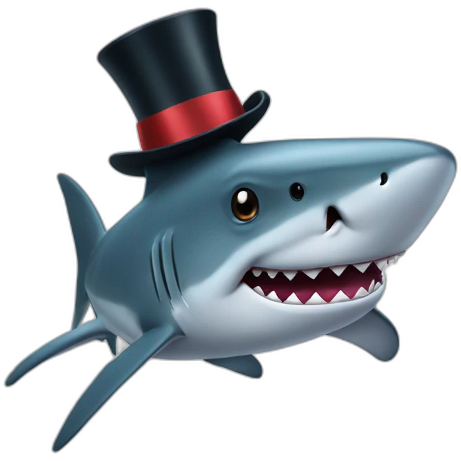 Shark with a top hat emoji