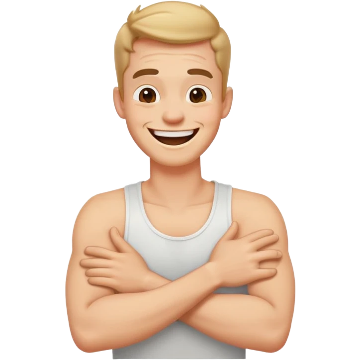 arms crossed holding neck laughing guy emoji