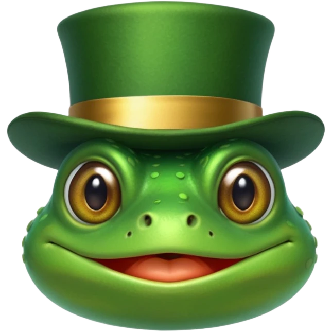 Frog in Green Top Hat – cheerful frog with shiny emerald top hat. emoji