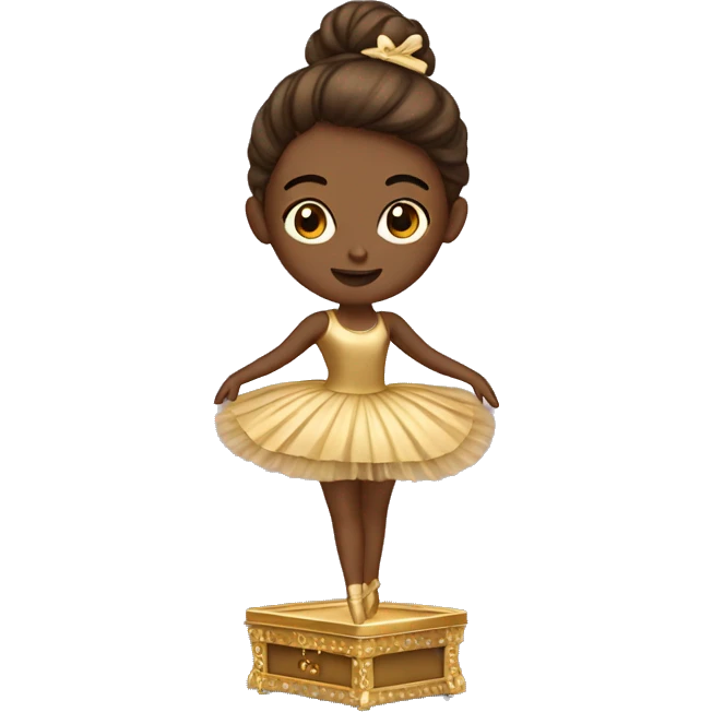  brown ballerina in a gold music box emoji