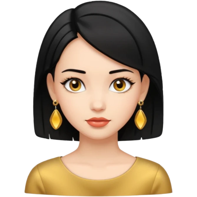 girl with bob black hairstyle and big designed earrings emoji