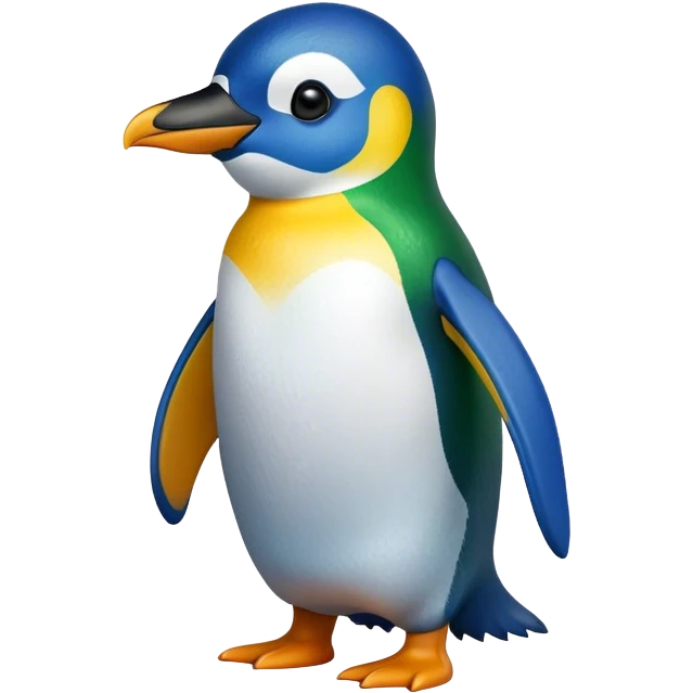 a penguin (from the LINUX operating system) painted in the colors of the Brazilian flag emoji