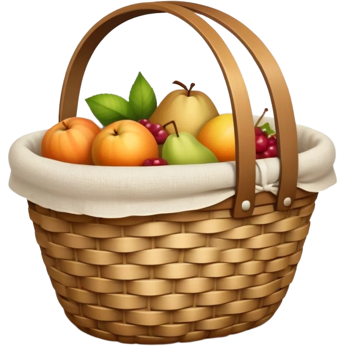 woven light brown basket with white linen emoji