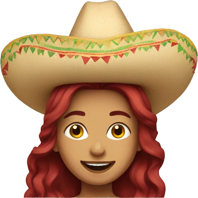Dark red hair mexican woman celebrating emoji