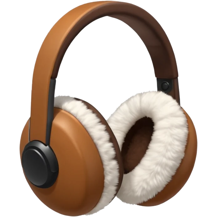 Warm brown white completely fluffy earmuffs emoji