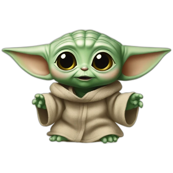 Baby Yoda saludando mano arriba emoji