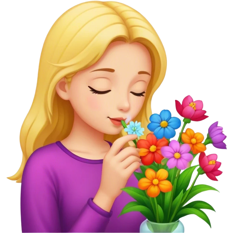 Girl smelling flowers emoji