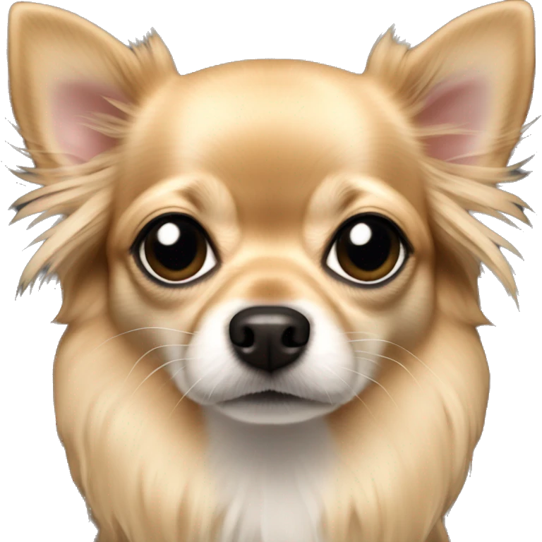 all tan long haired chihuahua with black muzzle emoji
