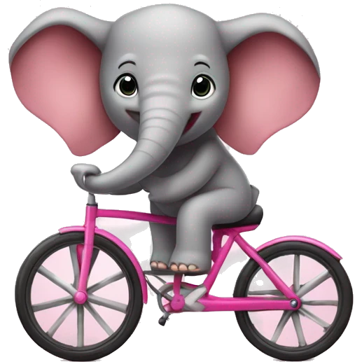 Elefante rosa en un triciclo  emoji